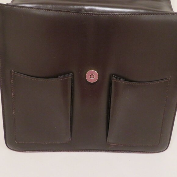 Vintage Handheld Satchel Wilkes Bashford Dark Brown Leather Purse Bag Top Handle - Picture 8 of 16